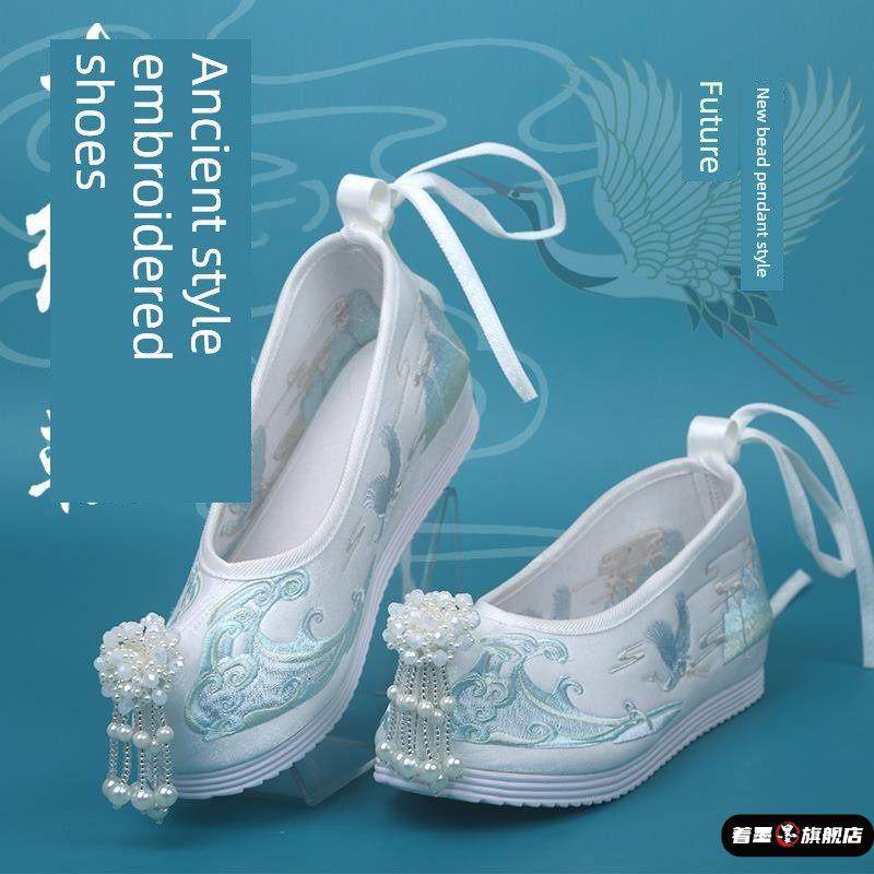 古风增高防滑绣花鞋汉服鞋子女内古装布翘头履明制弓鞋搭配汉服鞋,淘宝优惠券,粉丝福利购,淘宝优惠卷