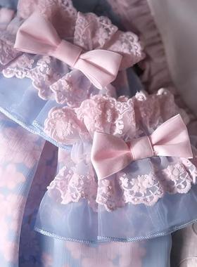 欧根纱褶边蕾丝蝴蝶结Lolita手袖