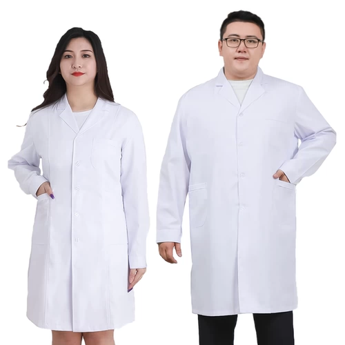 Белый халат, униформа врача, демисезонный лонгслив, униформа медсестры для работы, большой размер, свободный крой