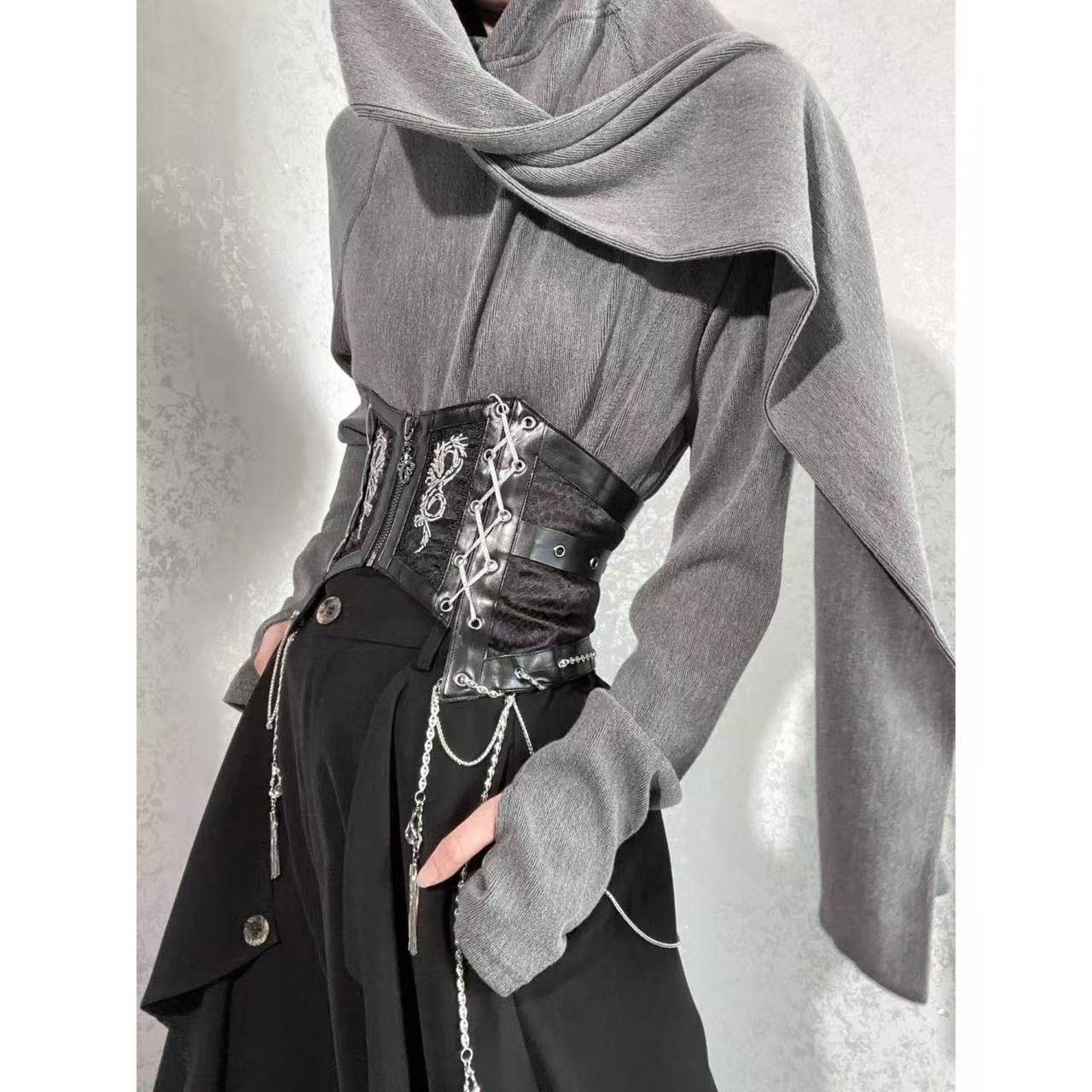 新中式高级感2025春秋季设计感小众围巾领连帽打底衫套头卫衣套装,淘宝优惠券,粉丝福利购,淘宝优惠卷