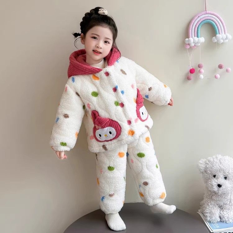 女童珊瑚绒家居服套装三层加厚冬季夹棉可爱保暖可外穿睡衣两件套,淘宝优惠券,粉丝福利购,淘宝优惠卷
