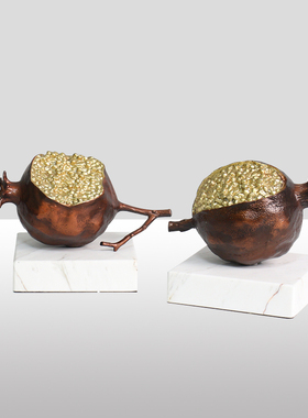 大理石金属会所玄关柜软装饰品