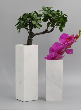 大理石纹花瓶新中式风软装饰品