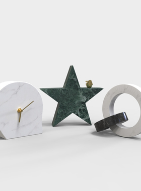 轻奢风高档金属大理石时钟摆件