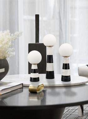 黑白大理石条纹轻奢风客厅装饰品