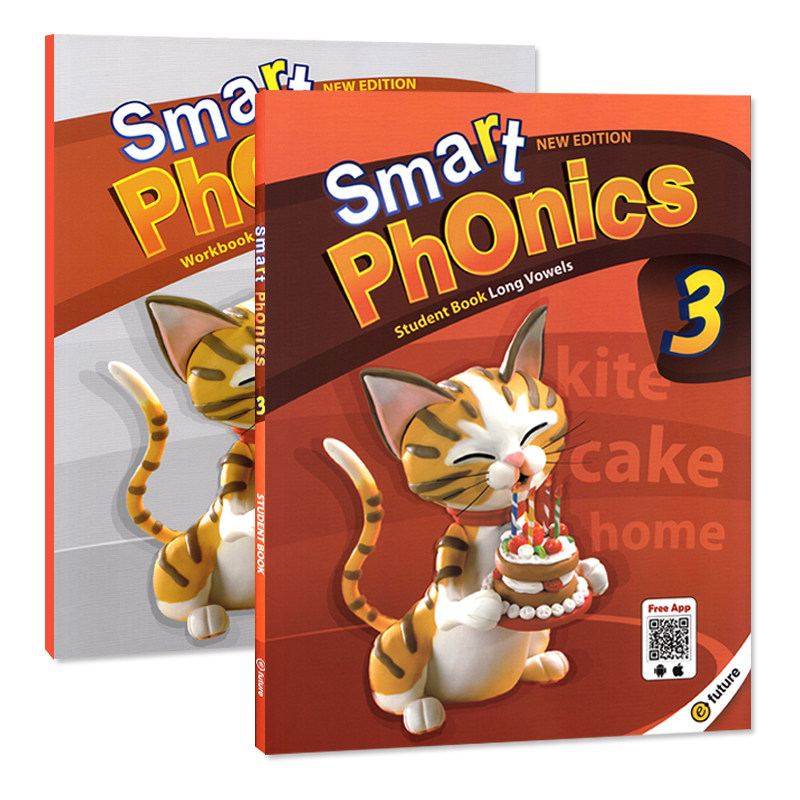 原版进口少儿英语自然拼读教材新版 Smart Phonics 3级含app小学短期课程 长元音 Long vowel 辅助教材见词能读听音能写