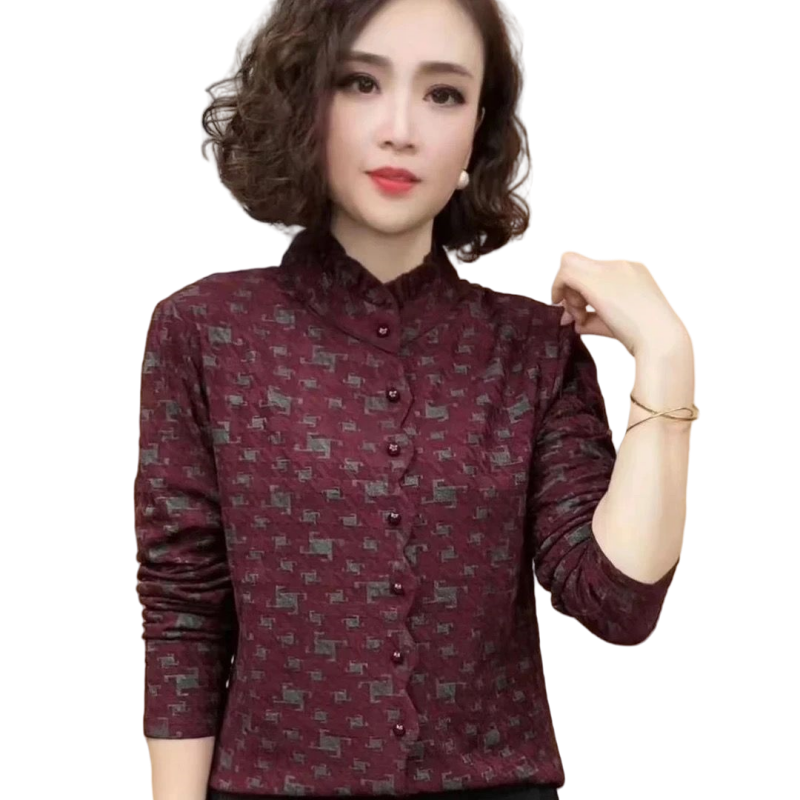 2025秋新款女T恤时尚洋气百搭立领长袖减龄显瘦气质大码女装上衣,淘宝优惠券,粉丝福利购,淘宝优惠卷