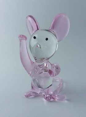 可爱小老鼠生日礼物水晶玻璃创意十二生肖摆件琉璃手工艺属相车载