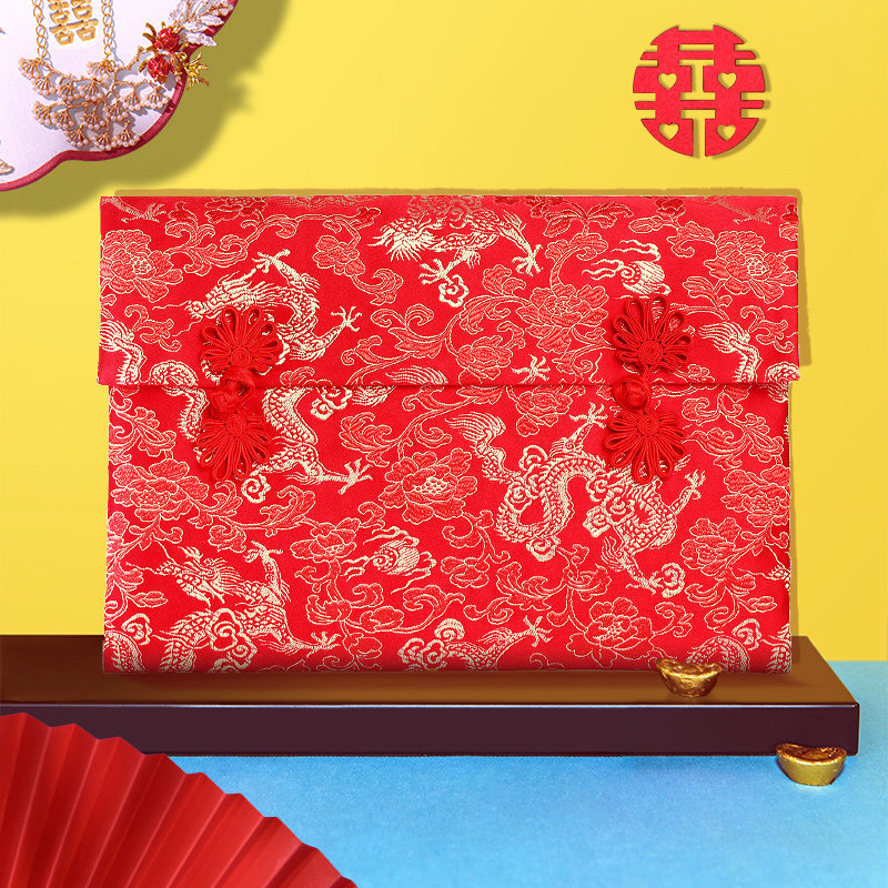 结婚喜字红包超大礼金包聘彩礼3万6万10万元大红包改口订婚红包袋 - 图0