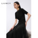 Langzi 2025 spring new style French style short-sleeved sweater bright diamond black round neck T-shirt top for women