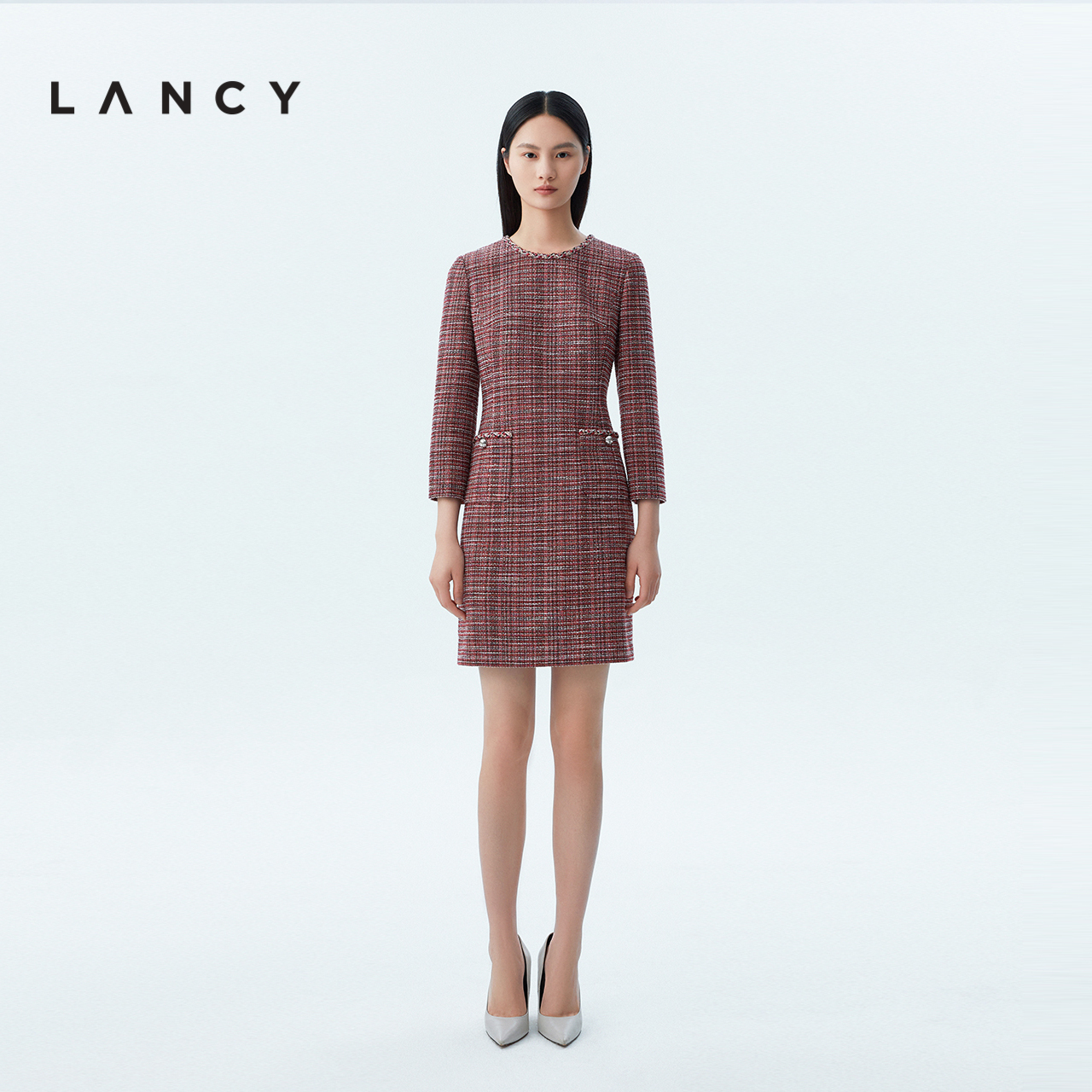 LANCY/朗姿2023秋季新款小香风连衣裙子女高端气质精致小众裙子