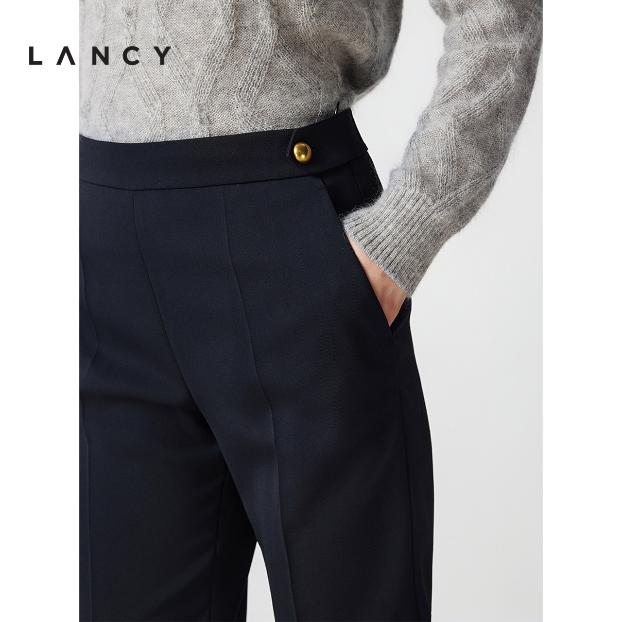 LANCY/朗姿2025冬季新款通勤商务直筒黑色西装裤女秋气质简约长裤,淘宝优惠券,粉丝福利购,淘宝优惠卷