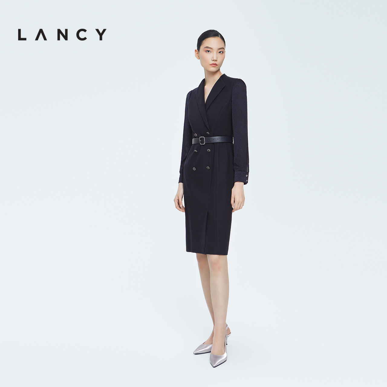 LANCY/朗姿秋冬羊毛西装连衣裙法式商务通勤收腰显瘦高级感裙子女