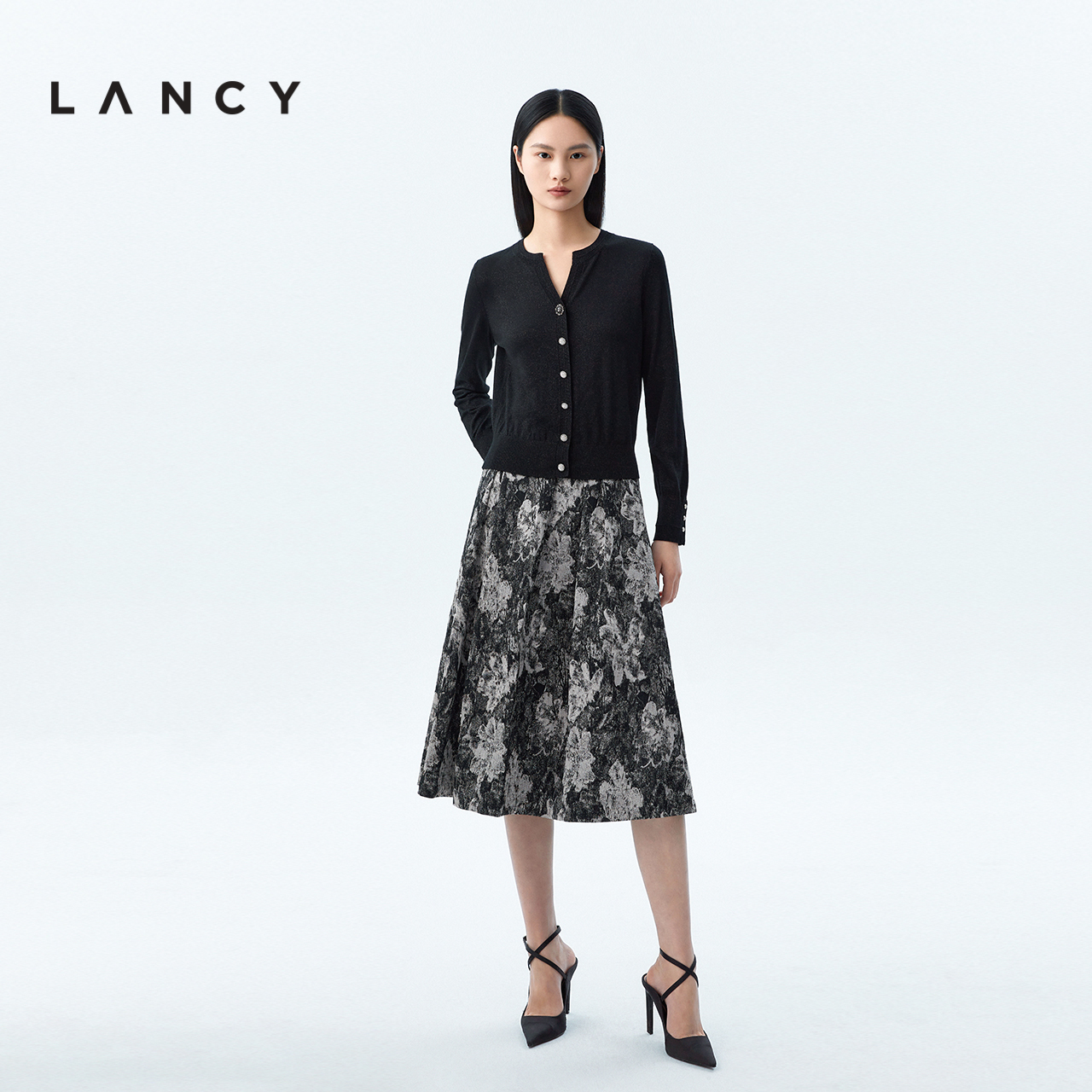 朗姿/LANCY专柜同款秋季新款休闲气质通勤显瘦毛针织衫女装外套