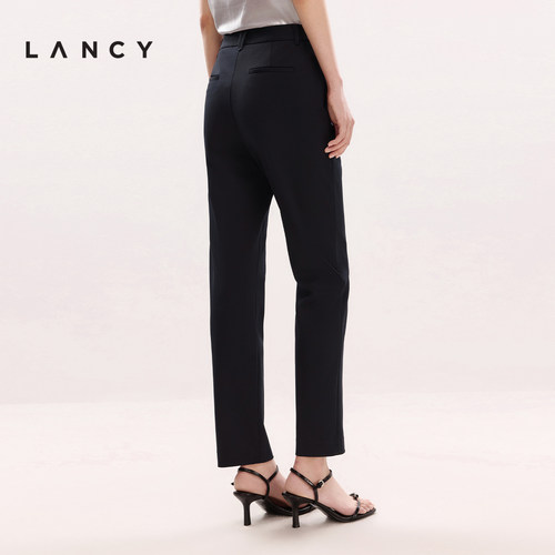 LANCY/朗姿2025春新款商务小脚裤高腰显瘦萝卜裤百搭通勤西装裤子 - 图2