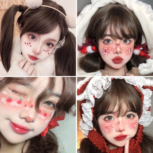 圣诞节爱心腮红纹身贴 甜美雪花麋鹿姜饼人妆  少女可爱妆容脸贴 - 图2