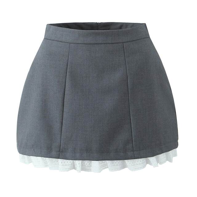 Sweet lace patchwork skirt A-line skirt