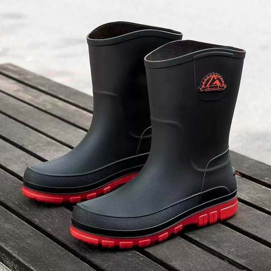 Men's non-slip waterproof rain boots mid-calf rubber shoes