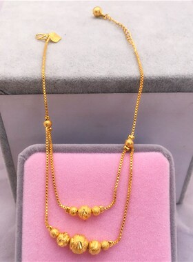 越南沙金镀金转运珠脚链女日韩仿金细蛇骨脚链时尚百搭饰品不掉色