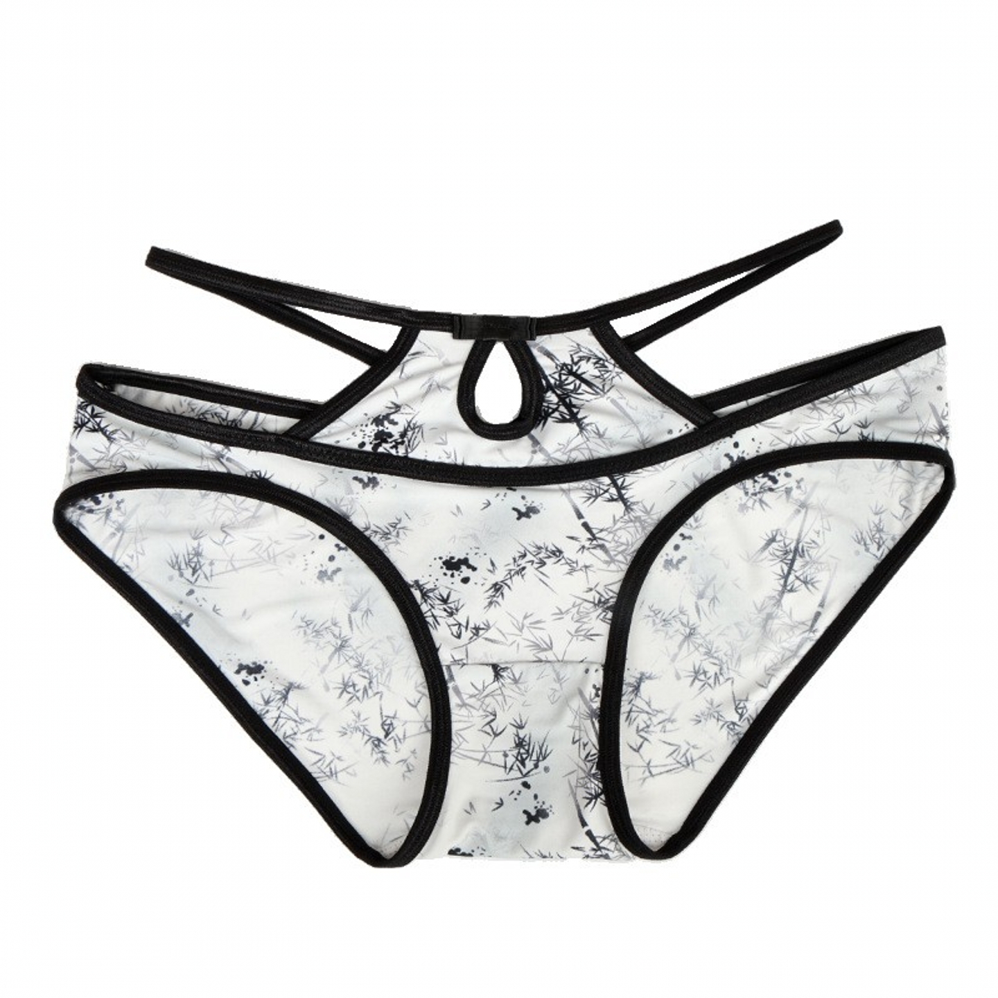 内裤女性感中国风水墨风锦纶蕾丝网纱纯欲大码胖MM中式冰丝三角裤 - 图3