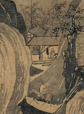 明唐寅骑驴归思图名家山水人物