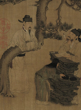 周文矩文苑图国画真迹高清微喷