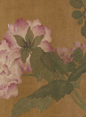 王渊 百花图卷 复古书画花卉写真横幅国画真迹微喷仿古复制装饰画
