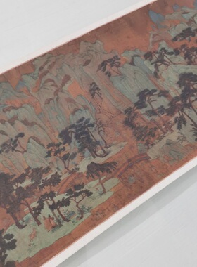 元 陈汝言 仙山楼阁图卷 复古书画横幅山水国画真迹微喷仿古装饰