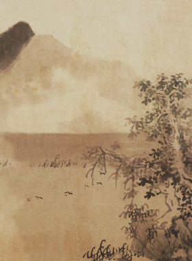 蓝瑛秋山幽居图卷复古书画山水风景国画真迹绢布微喷仿古复制装饰