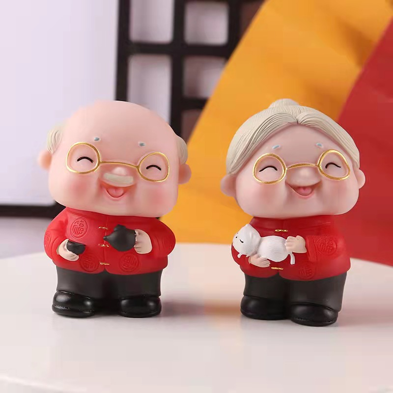 爷爷奶奶蛋糕装饰摆件寿星寿公寿婆老头老太太祝寿生日烘焙插件