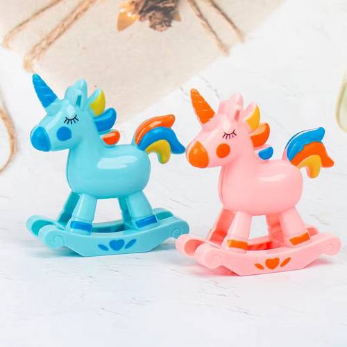 摇摇马蛋糕装饰摆件独角兽粉色小木马网红女孩儿童生日烘焙插件 - 图0