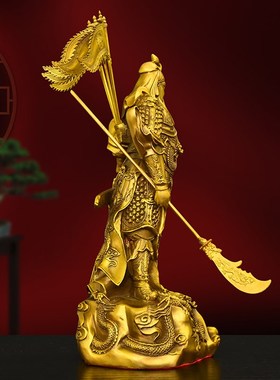 速发黄铜九龙用圣摆件家关供奉持刀背剑武财神关羽忠义关二爷关公