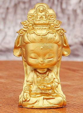 速发黄铜鎏对金童童铜像童子龙中式家居一金童男童玉子装饰摆件