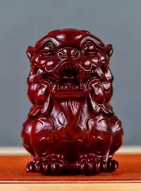 速发麒色实木绿麟雕刻摆件家居客厅办公室玄关品饰工艺装开业工艺