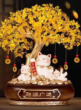 速发发财树招生猫摆件开业礼物财意兴隆店铺收银台客厅乔工装饰迁