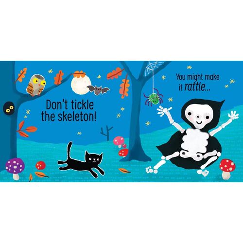 英文原版 Don't Tickle the Skeleton! 别给骷髅挠痒痒 搞笑万圣节主题 纸板洞洞发音书 儿童触觉感官认知 尤斯伯恩 Usborne - 图0