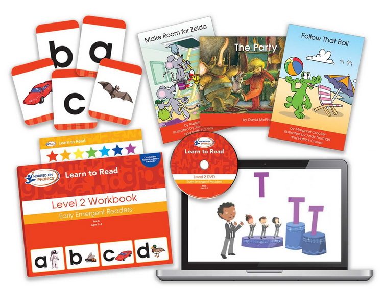 英文原版教辅 迷上自然拼读 第二级 Hooked on Phonics Learn to Read Level2 启蒙3-4岁英语美国孩子普遍使用的自然拼读教辅含DVD