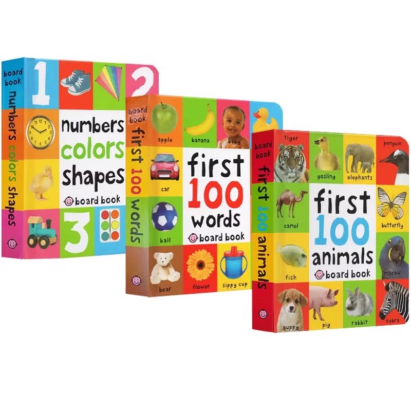 启蒙认知100词系列 First 100 Words/Animals/Colors 幼儿单词学习纸板书 英文原版 常见单词图解读物 Roger Priddy