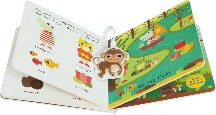 英文原版 儿童低幼绘本 Little Friends:Little Monkey 小猴子绸带纸板情景书操作书 边玩边学 幼儿认知 找找看