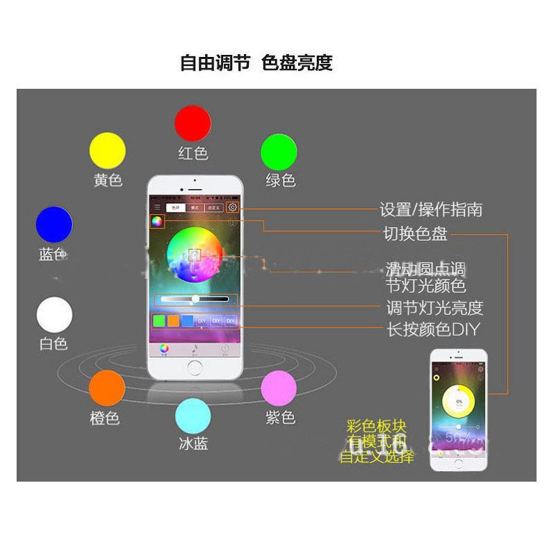 手机蓝牙APP音乐声z控制器led七彩灯带无线遥控灯可调色炫彩照明 - 图2