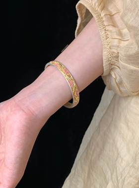 燕归粉缕樱国风足银百搭轻奢手镯