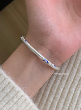 燕归冰凝霜国风足银999.9手镯