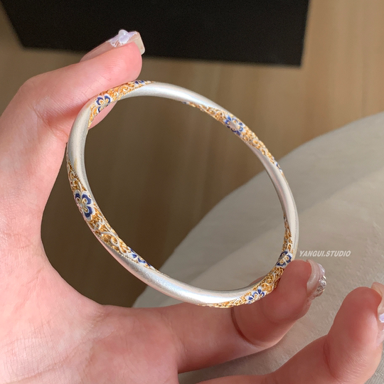Yanggui Yangui recoge Frost Autumn y National Style NUEVO Pulsero versátil de Silver Gold Gold Silver 999 para mujeres