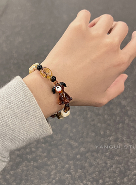 原创圣诞限定咖啡狗手链饰品