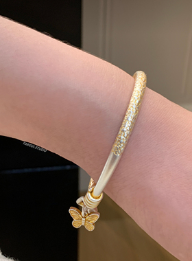 燕归花蝶戏国风描金足银手镯女