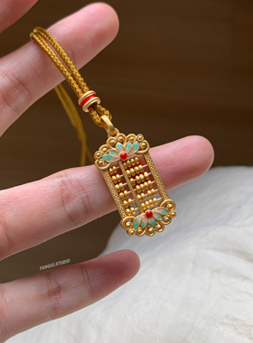 燕归如币算盘国风足银百搭项链女