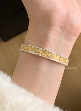 燕归满春国风足银999向日葵手镯