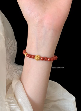 燕归原创云昭南红纯银情侣手链