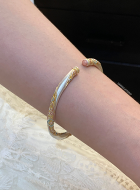 燕归花朝月国风足银轻奢百搭手镯
