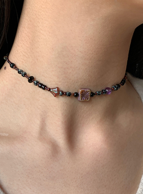 燕归紫慕新中式捷克珠百搭锁骨链